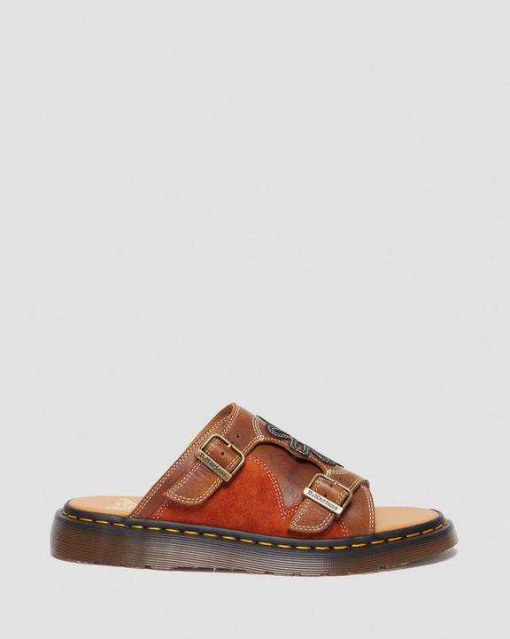 Dr. Martens Dayne Made in England Leather & Suede Applique Slides Laranja | SN-DM85103