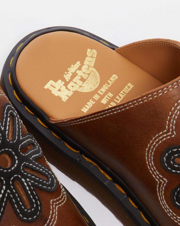 Dr. Martens Dayne Made in England Leather & Suede Applique Slides Laranja | SN-DM85103