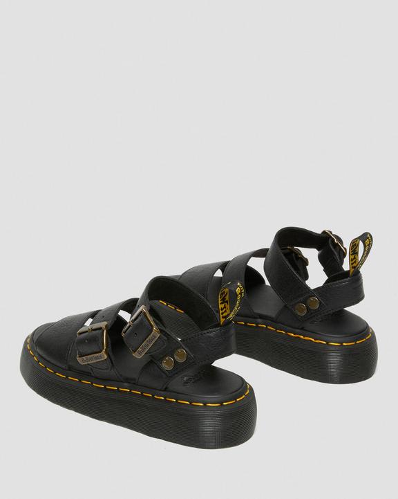 Dr. Martens Gryphon Pisa Leather Platform Sandals Pretas | SN-DM84706