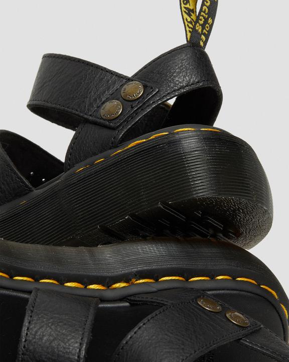 Dr. Martens Gryphon Pisa Leather Platform Sandals Pretas | SN-DM84706