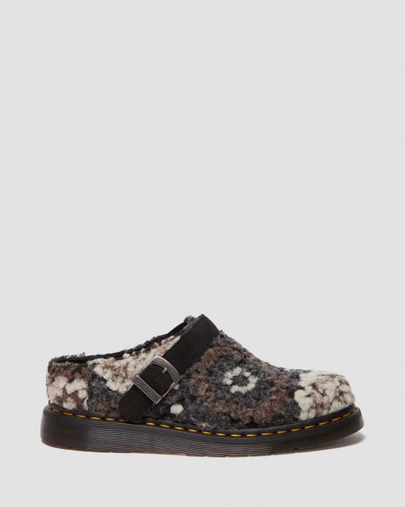 Dr. Martens Isham Crochet Wool Suede Mules Pretas | SN-DM84596