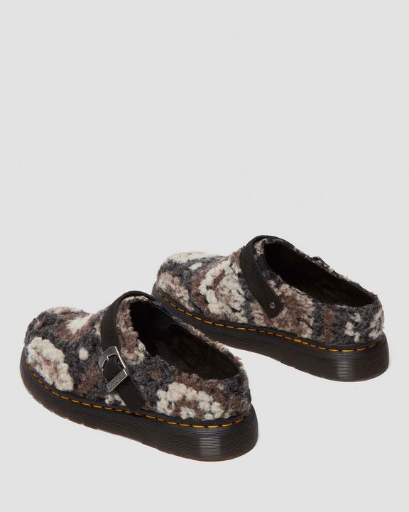 Dr. Martens Isham Crochet Wool Suede Mules Pretas | SN-DM85082