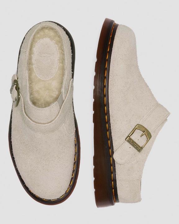 Dr. Martens Isham Faux Shearling Lined Suede Slingback Mules Cinzentas Marrom | SN-DM84580