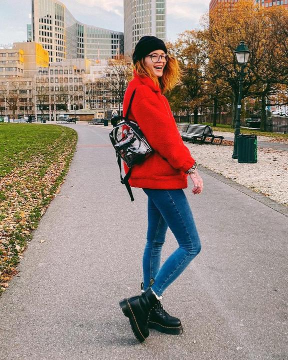 Dr. Martens Jadon Boot Leather Faux Fur Lined Platforms Pretas | SN-DM84990