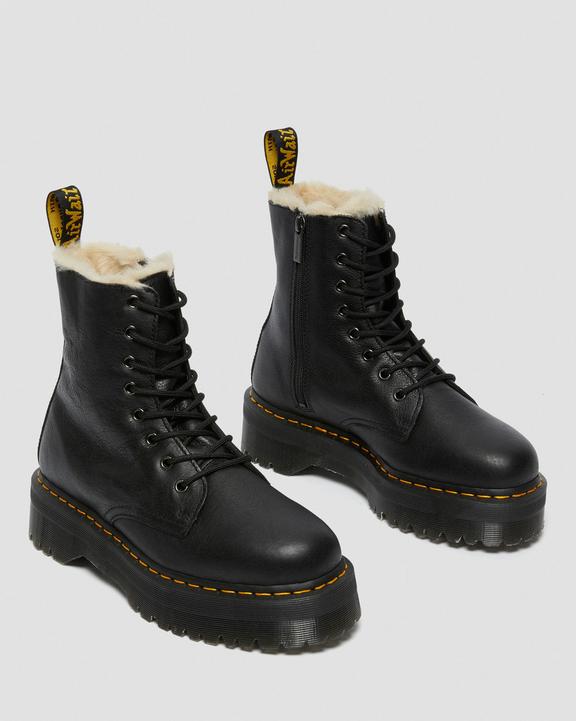 Dr. Martens Jadon Boot Leather Faux Fur Lined Platforms Pretas | SN-DM84990