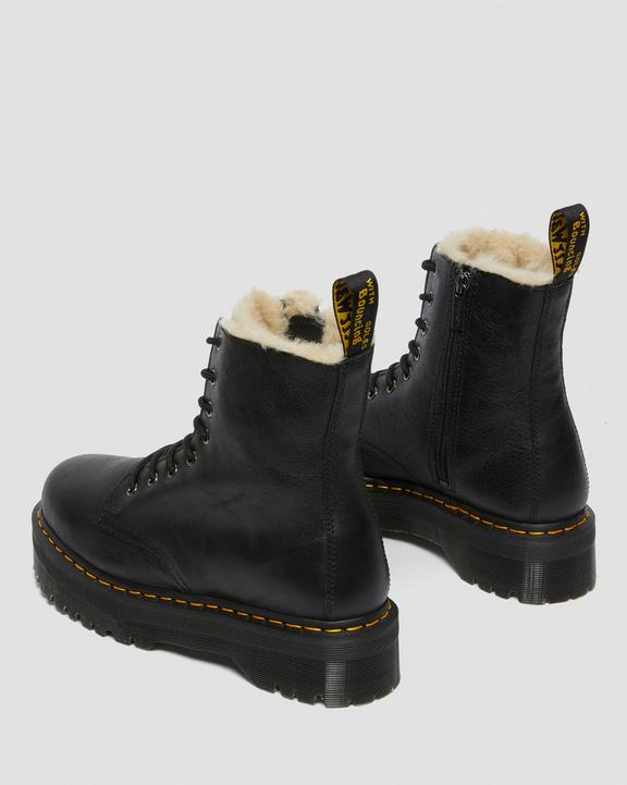 Dr. Martens Jadon Boot Leather Faux Fur Lined Platforms Pretas | SN-DM84990