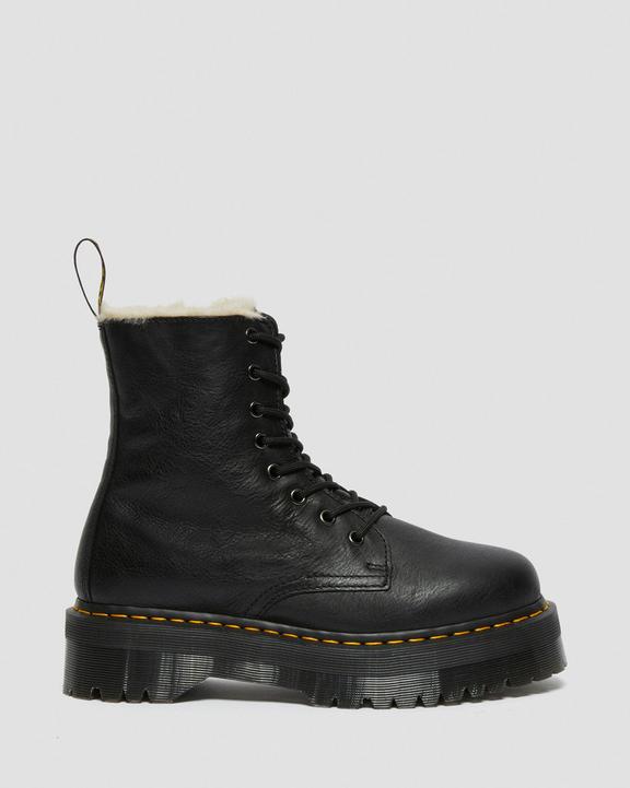 Dr. Martens Jadon Boot Leather Faux Fur Lined Platforms Pretas | SN-DM84990