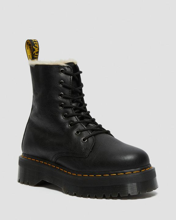 Dr. Martens Jadon Boot Leather Faux Fur Lined Platforms Pretas | SN-DM84990