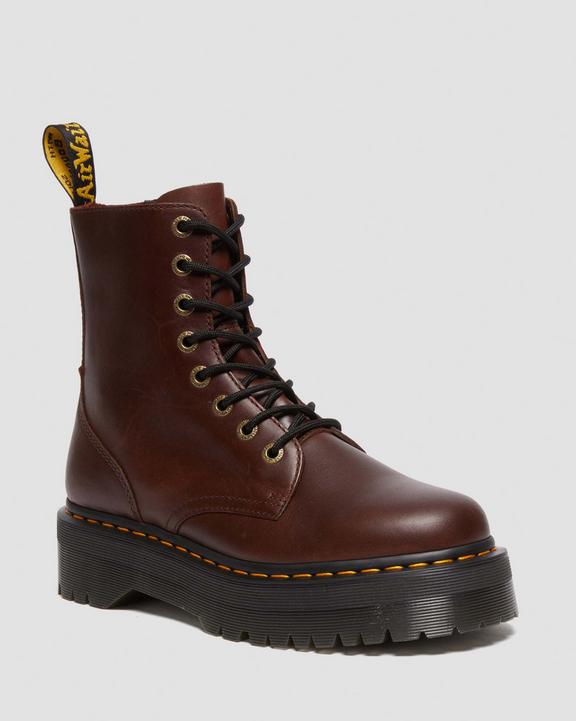 Dr. Martens Jadon Boot Pull Up Leather Platforms Marrom Escuro | SN-DM84665