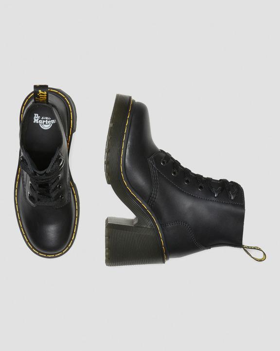 Dr. Martens Jesy Sendal Leather Lace Up Flared Heel Boots Pretas | SN-DM84247