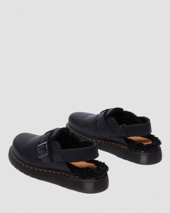 Dr. Martens Jorge II Ambassador Faux Fur Lined Slingback Mules Pretas | SN-DM84975