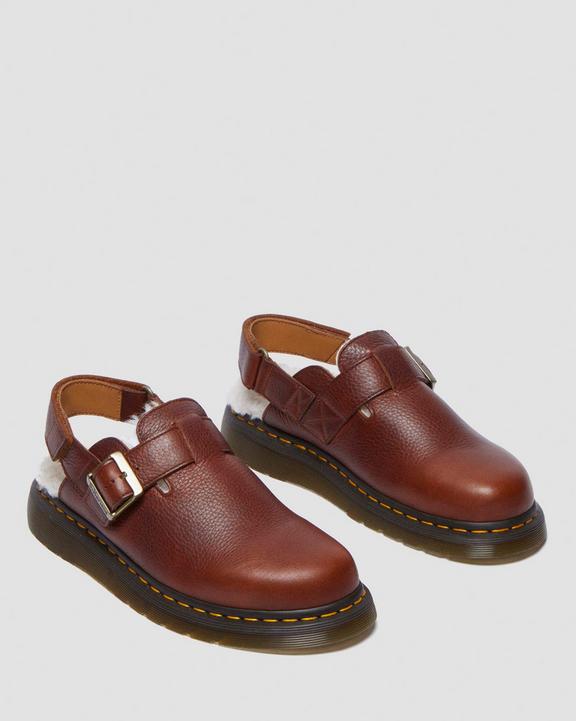 Dr. Martens Jorge II Ambassador Faux Fur Lined Slingback Mules Marrom | SN-DM85085