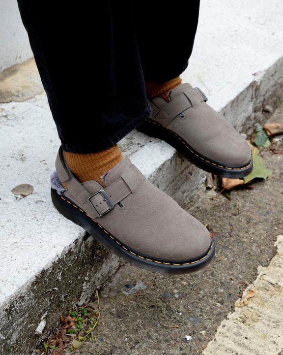 Dr. Martens Jorge II Faux Fur Lined Nubuck Slingback Mules Cinzentas | SN-DM84444