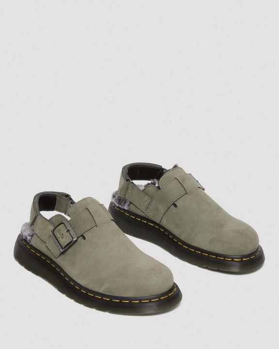 Dr. Martens Jorge II Faux Fur Lined Nubuck Slingback Mules Cinzentas | SN-DM84444
