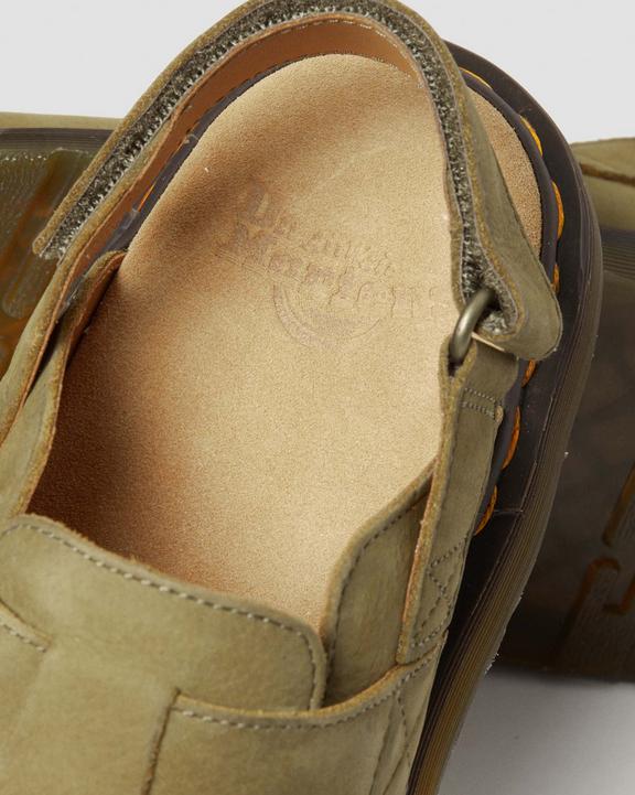 Dr. Martens Jorge II Tumbled Nubuck Leather Slingback Mules Verde Oliva | SN-DM85089