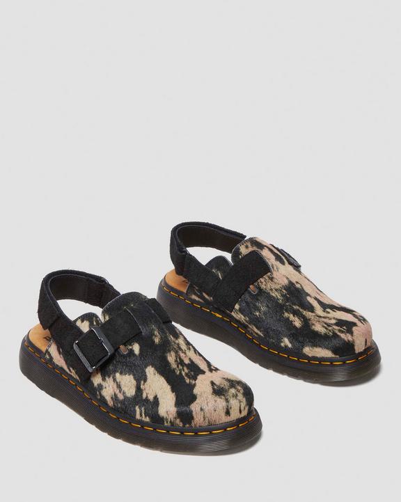 Dr. Martens Jorge Ii Contrast Hair On Slingback Mule Black/Beige | SN-DM85102