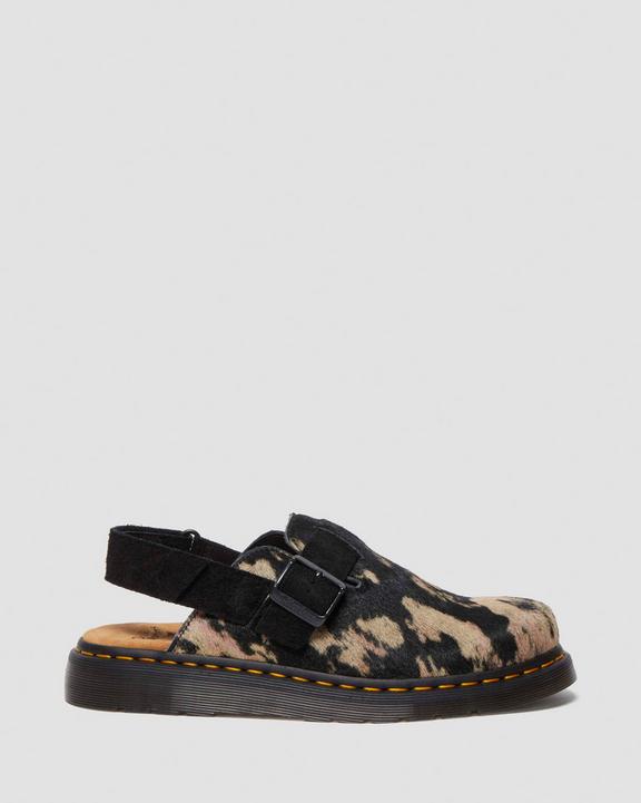 Dr. Martens Jorge Ii Contrast Hair On Slingback Mule Black/Beige | SN-DM85102