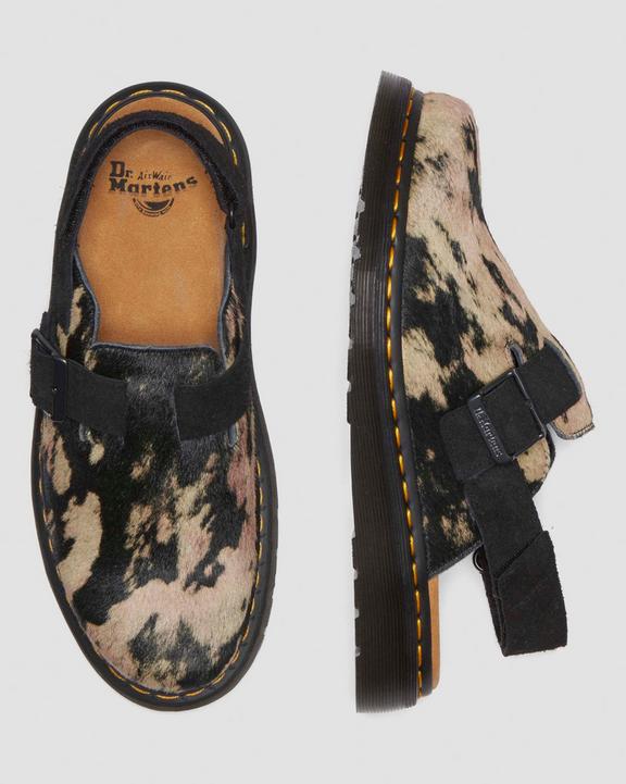 Dr. Martens Jorge Ii Contrast Hair On Slingback Mule Black/Beige | SN-DM85102