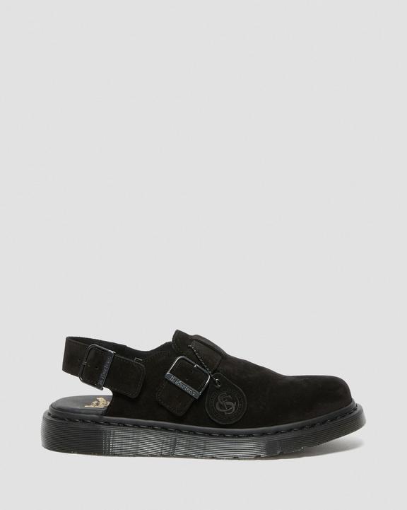 Dr. Martens Jorge Made in England Suede Slingback Mules Pretas | SN-DM85079