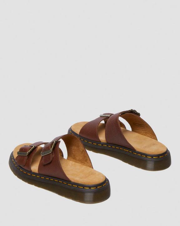 Dr. Martens Josef Ambassador Leather Buckle Sandal Slides Marrom | SN-DM84631