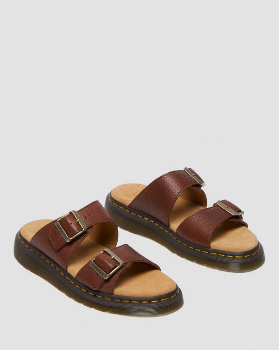 Dr. Martens Josef Ambassador Leather Buckle Sandal Slides Marrom | SN-DM85109