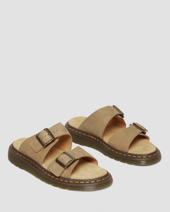 Dr. Martens Josef Nubuck Leather Buckle Slide Sandals Marrom | SN-DM84620