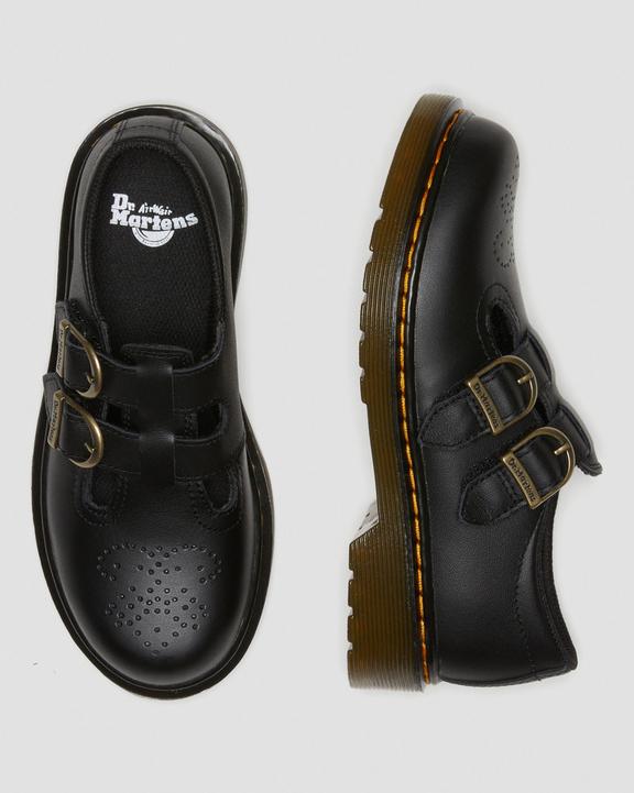 Dr. Martens Junior 8065 Softy T Leather Mary Jane Shoes Pretas | SN-DM84451