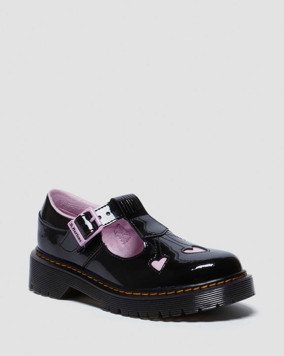 Dr. Martens Junior Heart Patent Leather Mary Janes Pretas | SN-DM84450