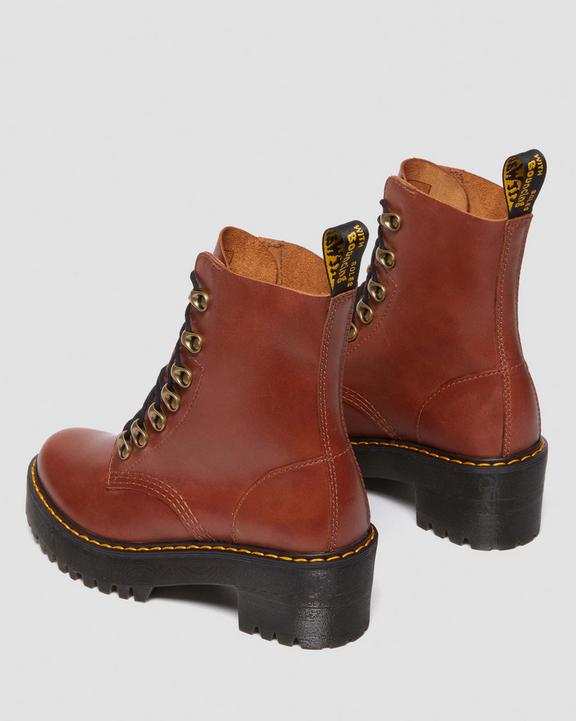 Dr. Martens Leona Farrier Leather Heeled Boots Marrom | SN-DM84658