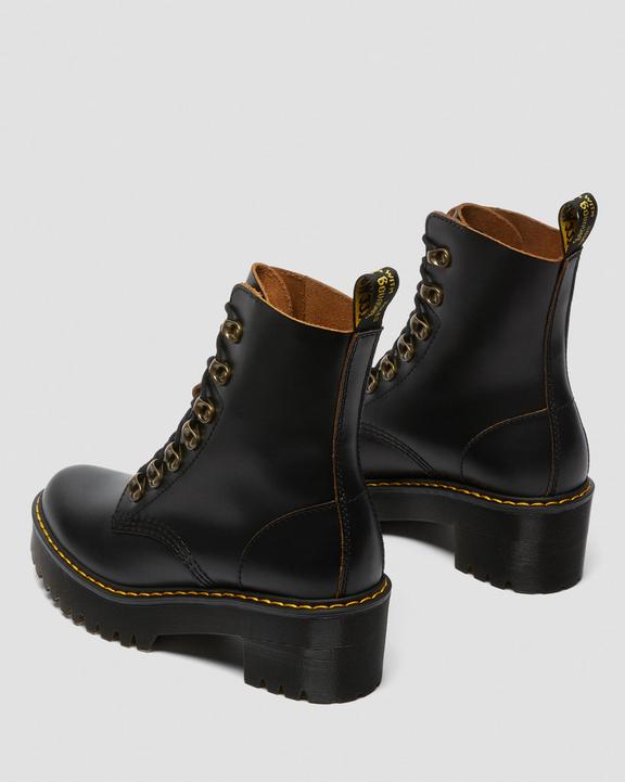Dr. Martens Leona Vintage Smooth Leather Heeled Boots Pretas | SN-DM84381