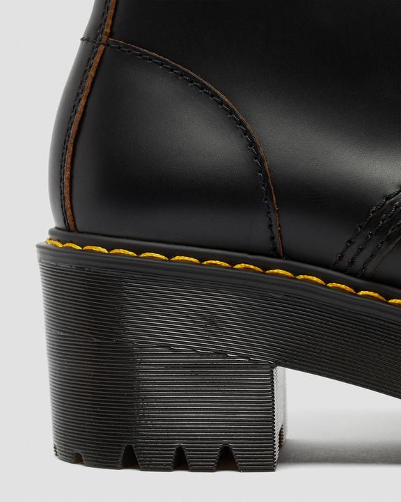 Dr. Martens Leona Vintage Smooth Leather Heeled Boots Pretas | SN-DM84381
