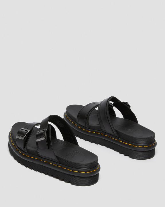 Dr. Martens Myles Brando Leather Buckle Slide Sandals Pretas | SN-DM84624