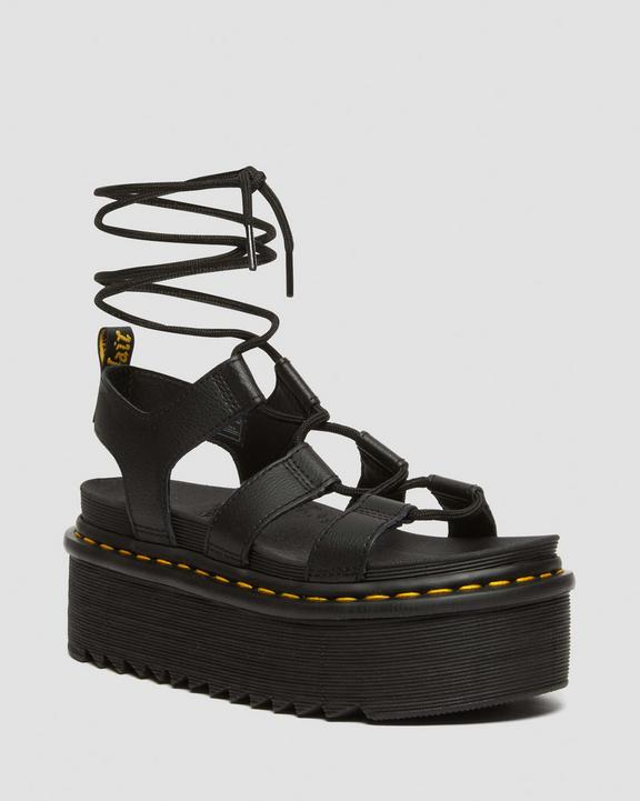 Dr. Martens Nartilla Athena Leather Gladiator Platform Sandals Pretas | SN-DM84708