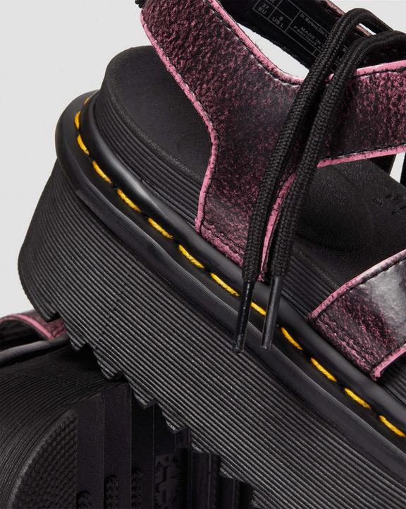 Dr. Martens Nartilla Distressed Leather Platform Gladiator Sandals Black/Pink | SN-DM84709
