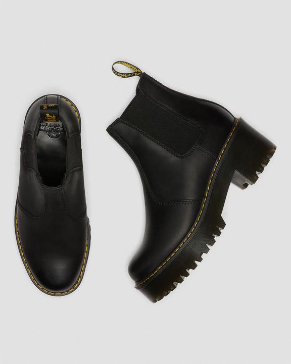 Dr. Martens Rometty Wyoming Leather Platform Chelsea Boots Pretas | SN-DM84382