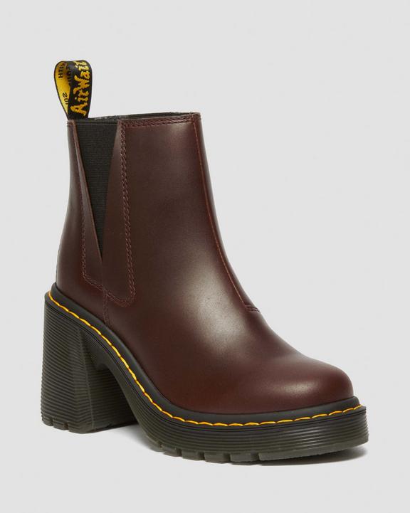 Dr. Martens Spence Pull Up Leather Flared Heel Chelsea Boots Marrom Escuro | SN-DM84346