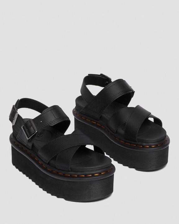 Dr. Martens Voss II Athena Leather Strap Platform Sandals Pretas | SN-DM84639