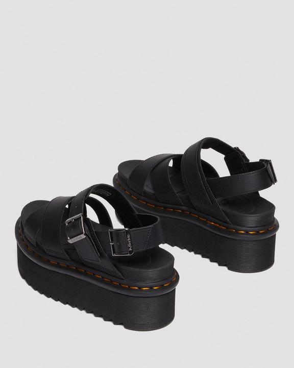 Dr. Martens Voss II Athena Leather Strap Platform Sandals Pretas | SN-DM84639