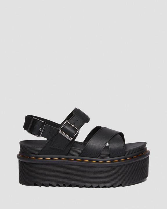 Dr. Martens Voss II Athena Leather Strap Platform Sandals Pretas | SN-DM84639