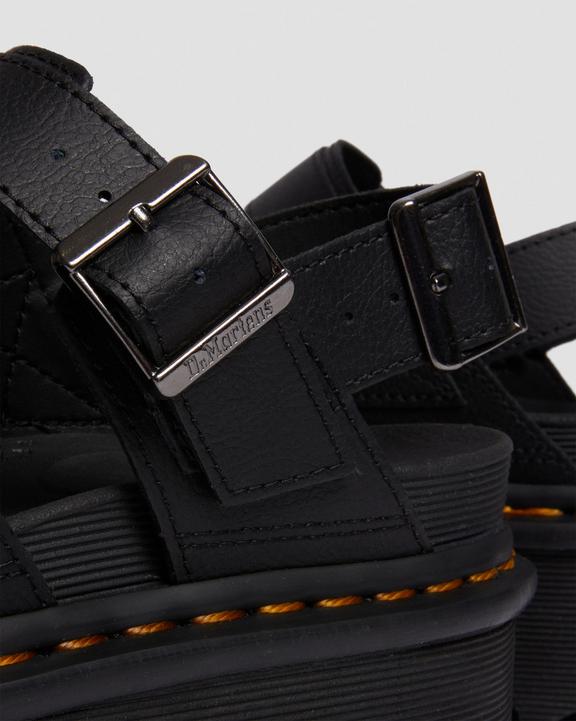Dr. Martens Voss II Athena Leather Strap Platform Sandals Pretas | SN-DM84639
