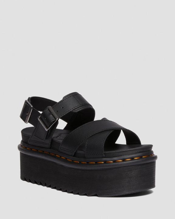 Dr. Martens Voss II Athena Leather Strap Platform Sandals Pretas | SN-DM84639