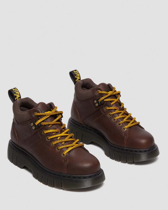 Dr. Martens Woodard Grizzly Leather Low Casual Boots Marrom Escuro | SN-DM84895
