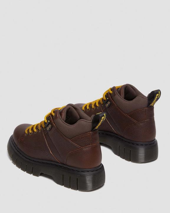 Dr. Martens Woodard Grizzly Leather Low Casual Boots Marrom Escuro | SN-DM84895