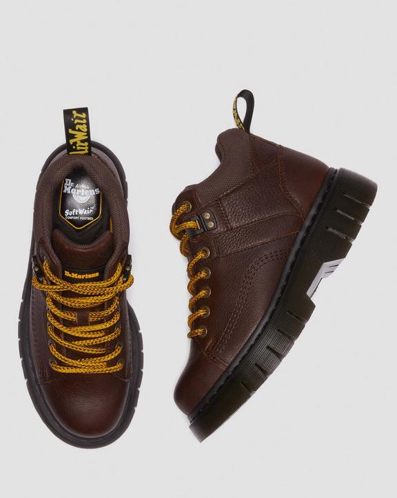 Dr. Martens Woodard Grizzly Leather Low Casual Boots Marrom Escuro | SN-DM84895