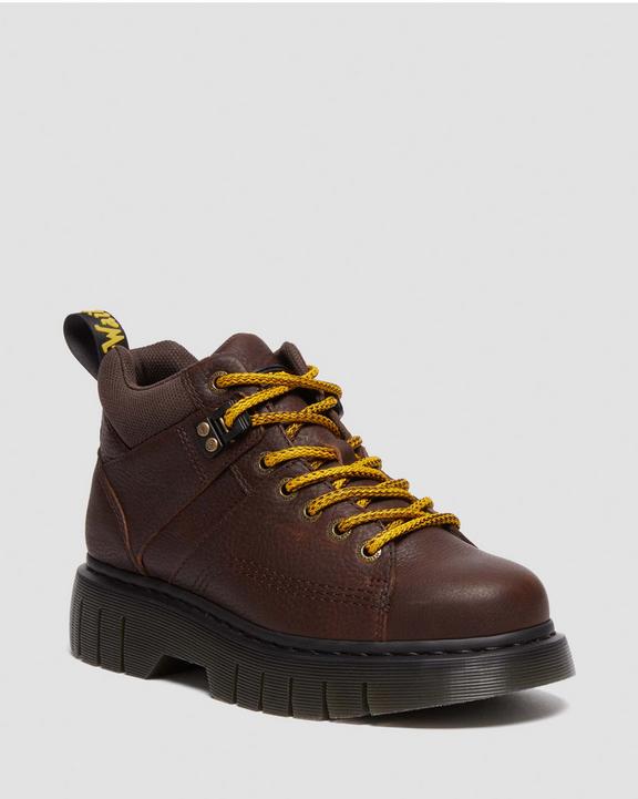 Dr. Martens Woodard Grizzly Leather Low Casual Boots Marrom Escuro | SN-DM84895