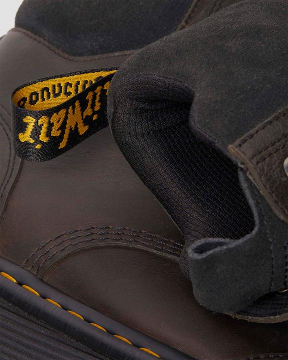 Dr. Martens Zebzag 8 Ties Burnish Waxy Lace Up Boots Black/Grey | SN-DM84196