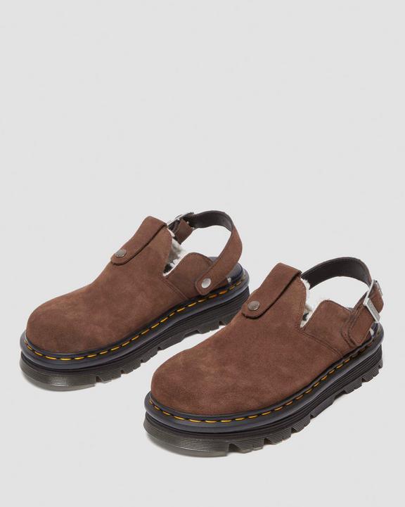 Dr. Martens Zebzag Suede Slingback Platform Mule Marrom Escuro | SN-DM84615